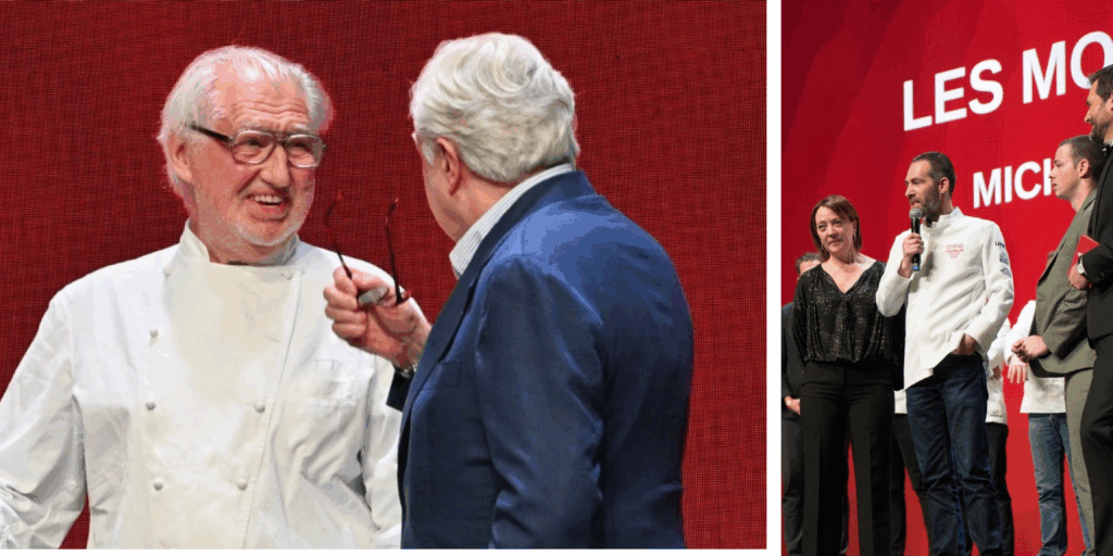 Los chefs Pierre Gagnaire y Alain Ducasse conversan durante la ceremonia del Michelin Guide Francia 2026El chef Michaël Arnoult del restaurante Les Morainières durante la ceremonia Michelin Guide Francia & Mónaco 2026 