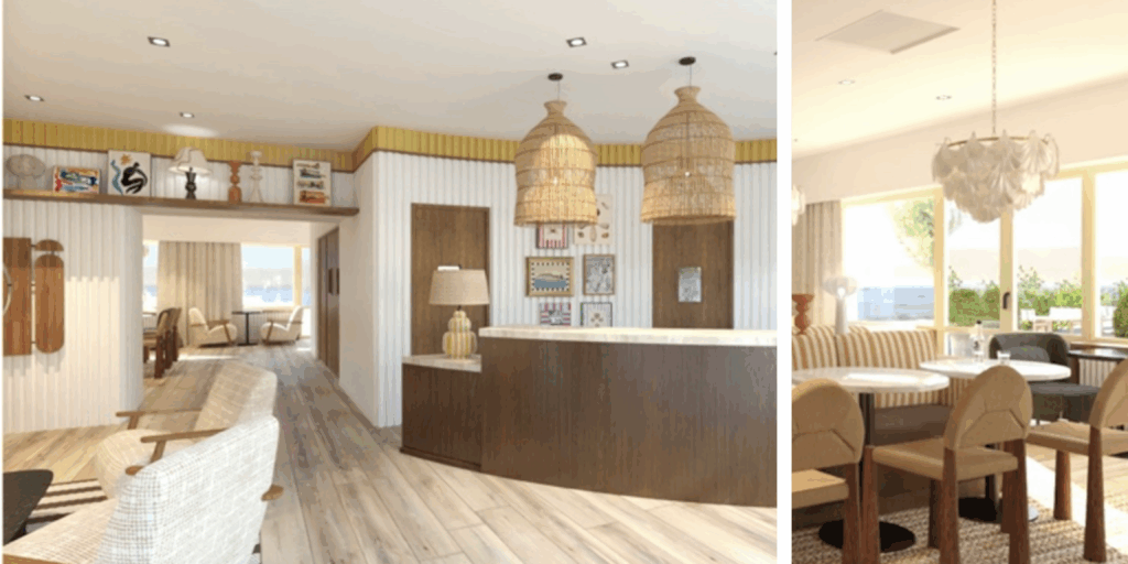 Terraza del Hôtel Les Brises con vistas al Atlántico en La Rochelle Restaurante del Hôtel Les Brises con diseño contemporáneo en La Rochelle