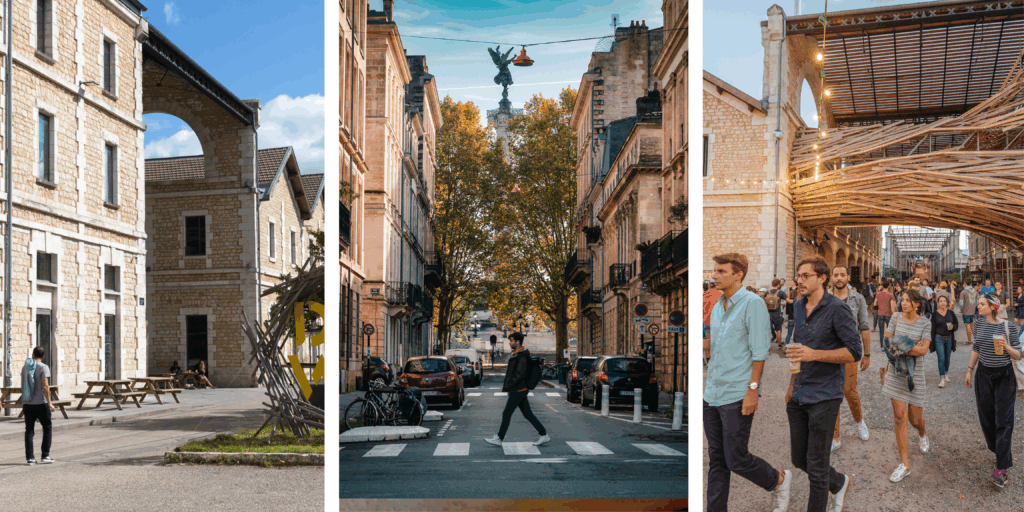 Personas a disfrutra la ciudad de Bordeaux