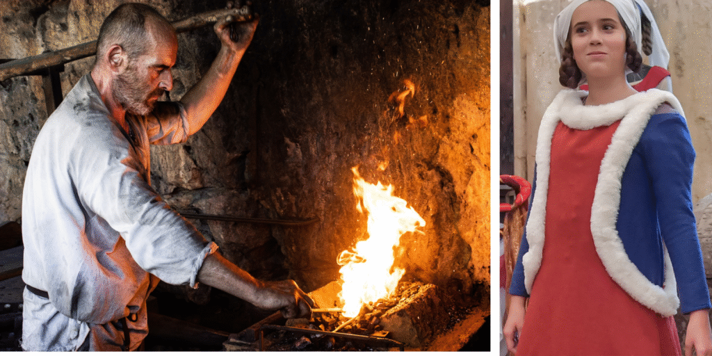 Recreación histórica medieval durante las vacaciones de otoño en Castelnaud