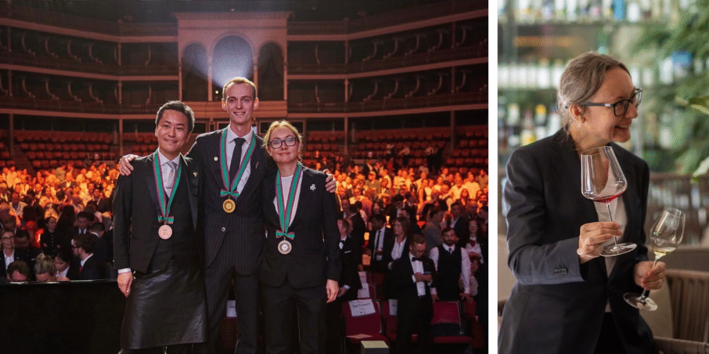 Le Norvégien Nikolai Haram Svorte, sacré champion du monde, entouré de la Française Pascaline Lepeltier, deuxième, et du Japonais Wataru Iwata, troisième.